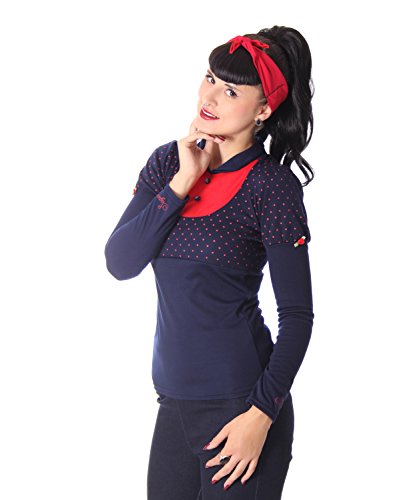 SugarShock Roxi 50er retro Polka Dots Rockabilly Longsleeve langarm Shirt -