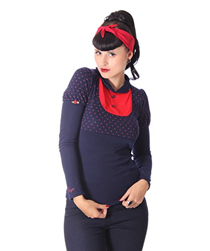 SugarShock Roxi 50er retro Polka Dots Rockabilly Longsleeve langarm Shirt -