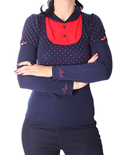 SugarShock Roxi 50er retro Polka Dots Rockabilly Longsleeve langarm Shirt -