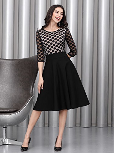 Miusol Damen Elegant Abendkleid Vintag 50er Kleider mit Polka Dots und Spitzen - 5