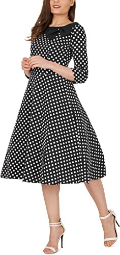 'Iris' 50's Polka-Dots Kleid mit besetztem Ausschnitt