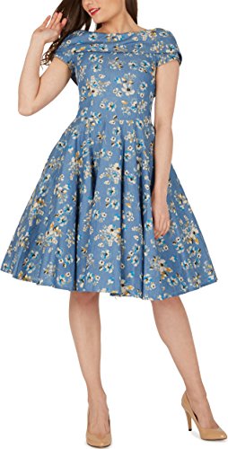 BlackButterfly ‚Serena‘ Vintage Eden Kleid im 50er-Jahre-Stil (Denim, EUR 50 – 4XL) - 5