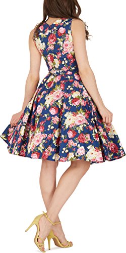 Black Butterfly ‚Aura‘ Classic Divinity Kleid im 50er-Jahre-Stil (Nachtblau, EUR 52 – 5XL) - 3