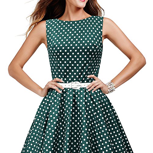 Black Butterfly 'Audrey' Vintage Polka-Dots Kleid im 50er-Jahre-Stil (Blaugrün, EUR 50 - 4XL) - 