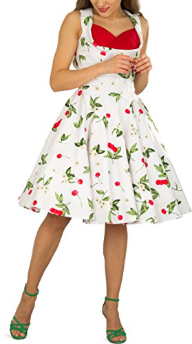 BlackButterfly 'Aura' Classic Joy Kleid im 50er-Jahre-Stil (Weiß Rot, EUR 44 - XL) - 