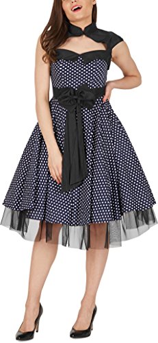 Black Butterfly ‚Athena‘ Polka-Dots Kleid mit großer Schleife (Nachtblau, EUR 52 – 5XL) - 4