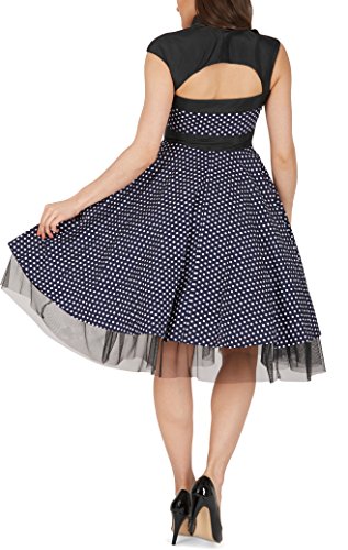 Black Butterfly ‚Athena‘ Polka-Dots Kleid mit großer Schleife (Nachtblau, EUR 52 – 5XL) - 6