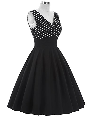 50s Kleid Partykleid A-Linie Picknick Kleid Knielang Casual Kleid M BP093-1 - 4