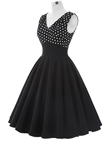 50s Kleid Partykleid A-Linie Picknick Kleid Knielang Casual Kleid M BP093-1 - 5