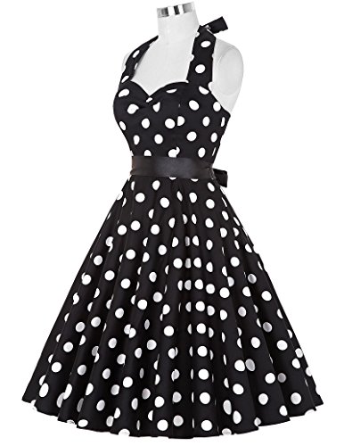 Damen Schulterfrei Treffen Kleid Neckholder Festliche Kleid L CL4599-1 - 4