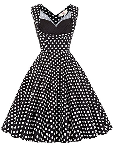 Frauen 50s Retro A-Linie Baumwolle Partykleid Mode 1950er M CL008901-11