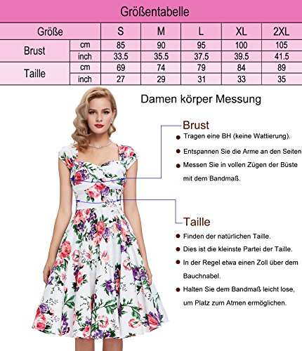 Frauen 50s Retro A-Linie Baumwolle Partykleid Mode 1950er M CL008901-11 - 3