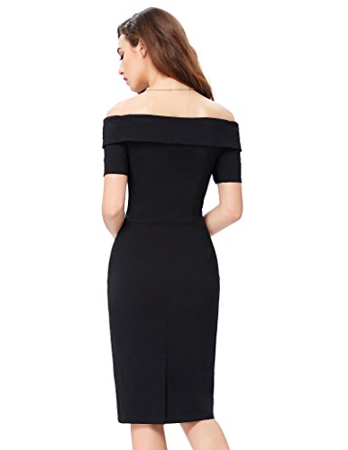 1950er Dress Knielang Cocktailkleider Partykleid Schwarz BP158-1 - 2
