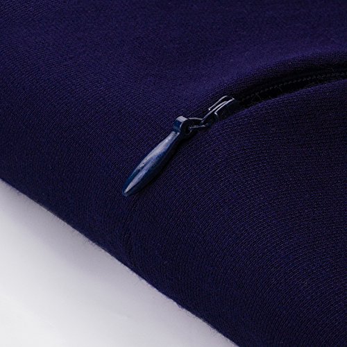 Homeyee Frauen elegante dunkelblaue Knopf Hülsen-dünne Abend-Partei-Geschäfts, figurbetontes Kleid B329 (EU 36 = Size S, Dunkelblau) - 5