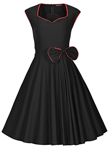 Missmay Damen Vintage Rockabilly 50 Jahr Partykleid Festliches Kleid Cocktail Ballkleid schwarz Gr.36-46 - 2