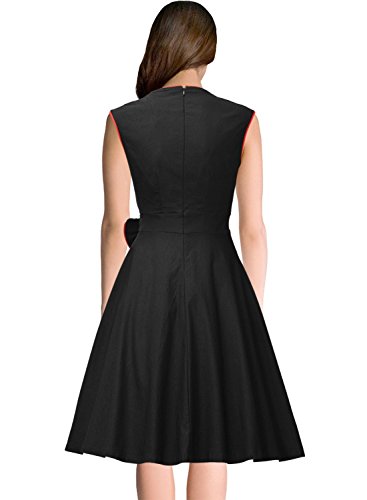 Missmay Damen Vintage Rockabilly 50 Jahr Partykleid Festliches Kleid Cocktail Ballkleid schwarz Gr.36-46 - 3