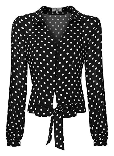 Missmay Damen Sommer Retro Polka Dots Tops schwarz Gr.M