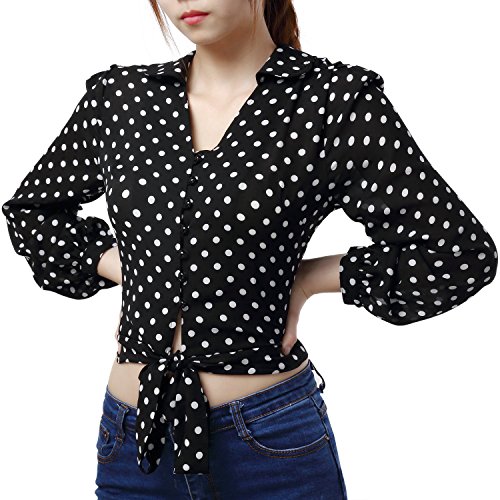 Missmay Damen Sommer Retro Polka Dots Tops schwarz Gr.M - 