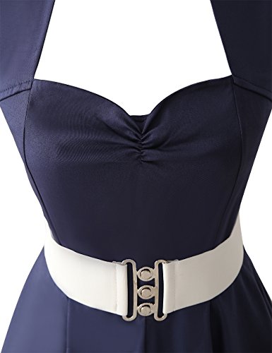 VKStar®Retro Chic ärmellos 1950er Audrey Hepburn Kleid / Cocktailkleid Rockabilly Swing Kleid Marineblau M - 5