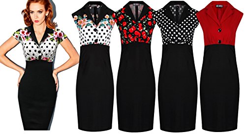 Neue Rockabilly Vintage 50er Jahre Wiggle Kleid (DE 36, Kirschen) - 3