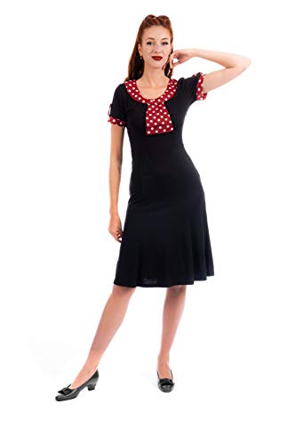 Neue Rockabilly Vintage 50er Jahre Kleid (DE 38, Schwarz) - 4