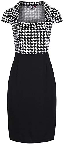 Rockabilly Pin Up 50er Retro Vintage-Stil Dog Tooth Midi Bleistift Kleid (48-50)