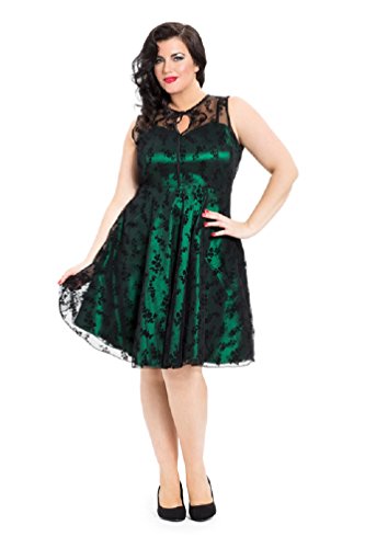 Neue Smaragd Grün Voodoo Vixen 50er Jahre Rockabilly Vintage Stil Spitzen Kleid (4XL)