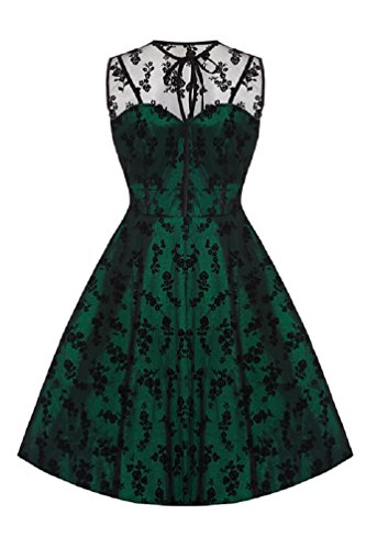 Neue Smaragd Grün Voodoo Vixen 50er Jahre Rockabilly Vintage Stil Spitzen Kleid (4XL) - 2