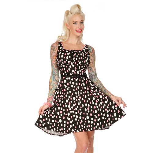 Voodoo Vixen Kleid DOTS DRA2101 black-pink-white M - 