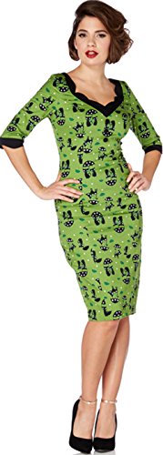 Voodoo Vixen KITTY Umbrella Cat Vintage Pin Up WIGGLE Dress Kleid Rockabilly