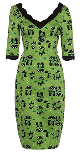 Voodoo Vixen KITTY Umbrella Cat Vintage Pin Up WIGGLE Dress Kleid Rockabilly -