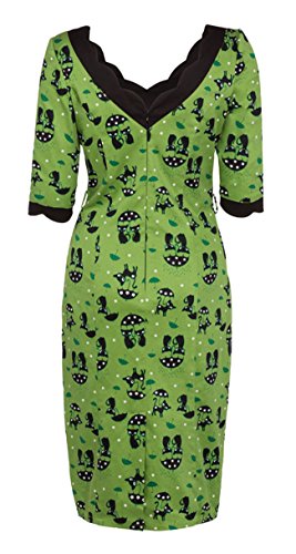 Voodoo Vixen KITTY Umbrella Cat Vintage Pin Up WIGGLE Dress Kleid Rockabilly -