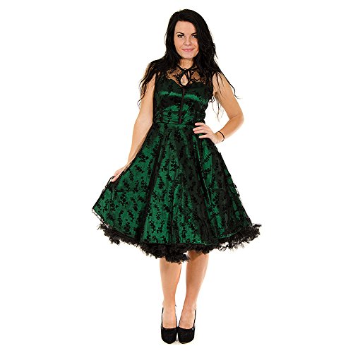 Voodoo Vixen Net Flowers Kleid (Grün) - Large