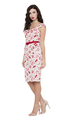 Voodoo Vixen ANNE Vintage CHERRY Kirschen Wiggle Dress Kleid Rockabilly