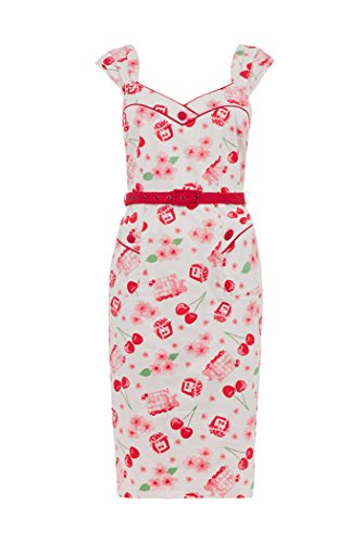 Voodoo Vixen ANNE Vintage CHERRY Kirschen Wiggle Dress Kleid Rockabilly - 