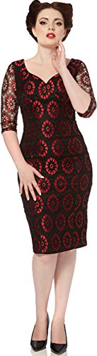 Voodoo Vixen Vintage FLORAL Lace Pin Up PENCIL Dress KLEID Rockabilly