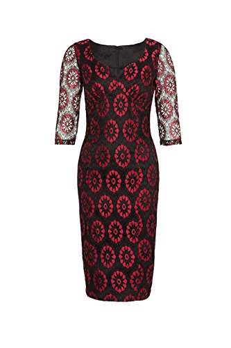 Voodoo Vixen Vintage FLORAL Lace Pin Up PENCIL Dress KLEID Rockabilly - 