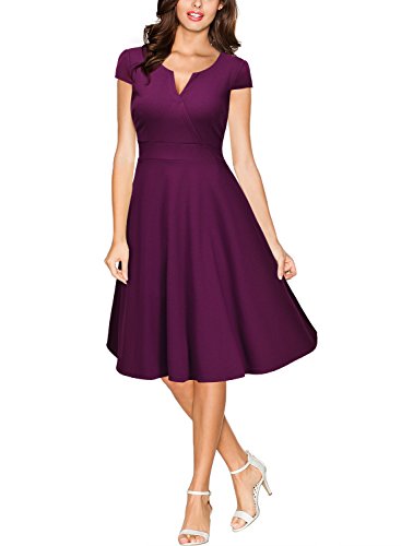 Miusol Damen Cocktailkleid 50er Vintag Style Swing A-Linie Abendkleid Lila Gr.M