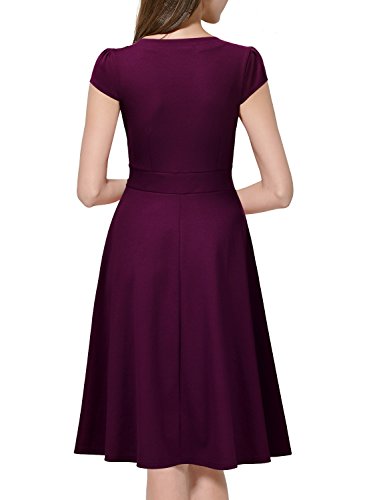 Miusol Damen Cocktailkleid 50er Vintag Style Swing A-Linie Abendkleid Lila Gr.M - 3