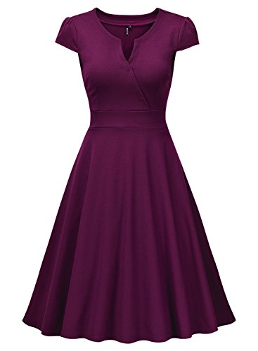 Miusol Damen Cocktailkleid 50er Vintag Style Swing A-Linie Abendkleid Lila Gr.M - 5