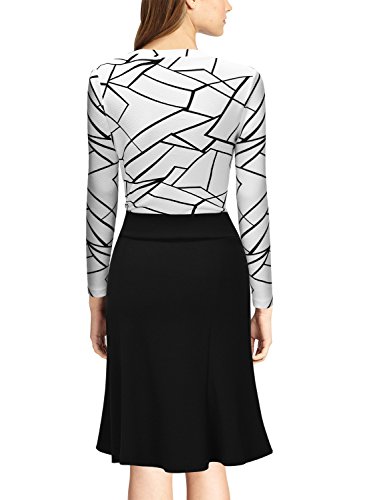 Miusol Damen Vintage 1950er Cocktailkleid Retro Fishtail Schwingen Rockabilly Abendkleid Weiss Gr.S - 