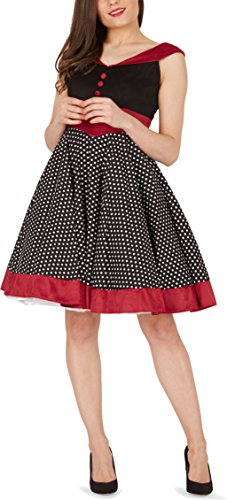 BlackButterfly ‚Sylvia‘ Vintage Polka-Dots Pin-up-Kleid (Schwarz, EUR 40 – M) - 5