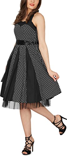 Black Butterfly ‚Ivy‘ 50’s Polka-Dots Swingkleid (Schwarz – Kleine Weiße Punkte, EUR 38 – S) - 5