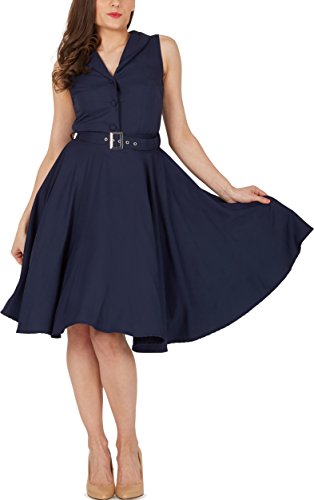 Black Butterfly ‚Luna‘ Retro Clarity Kleid im 50er-Jahre-Stil (Nachtblau, EUR 44 – XL) - 4