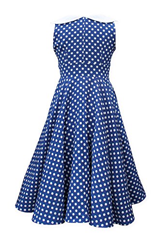 Black Butterfly ‚Clio‘ 50’s Polka-Dots Kleid mit besetztem Ausschnitt (Denim, EUR 40 – M) - 2