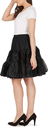 Black Butterfly 20″ Rockabilly Petticoat 1950er-Jahre Komplett aus Satin-Organza Tellerrock (Schwarz, EUR 36 – 42) - 2