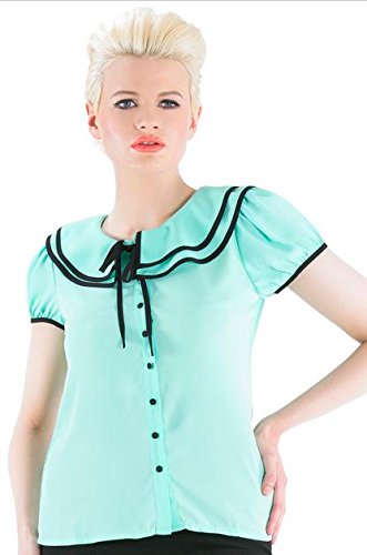 Voodoo Vixen - Peppermint Green Rockabilly Blouse M