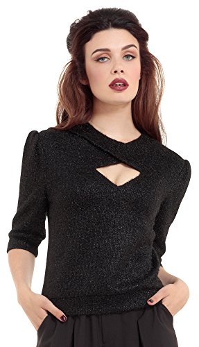 Voodoo Vixen Stricktop KNITTED TOP 1795 Schwarz M