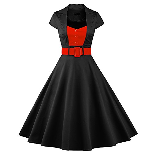 iLover 50s Retro vintage Rockabilly kleid Hepburn Stil shirt Partykleid Cocktailkleid