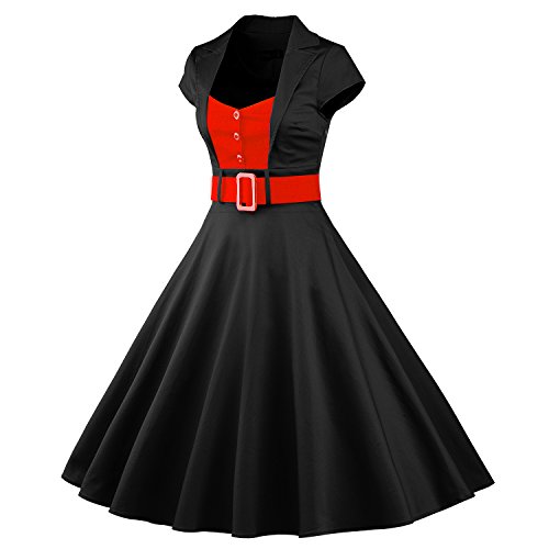 iLover 50s Retro vintage Rockabilly kleid Hepburn Stil shirt Partykleid Cocktailkleid - 2